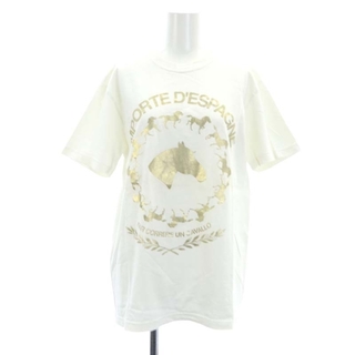 グラニフ(Graniph)のグラニフ プリントTシャツ カットソー 半袖 M オフホワイト ゴールド色(Tシャツ(半袖/袖なし))