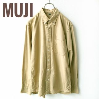 ムジルシリョウヒン(MUJI (無印良品))の無印良品　MUJI　長袖シャツ　ボタンダウン　綿100％　ブラウン　メンズ　Ｌ(Tシャツ/カットソー(七分/長袖))