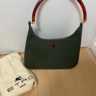 エトロ(ETRO)のETRO エトロ ハンドバック グリーン べっ甲 レザー(ハンドバッグ)