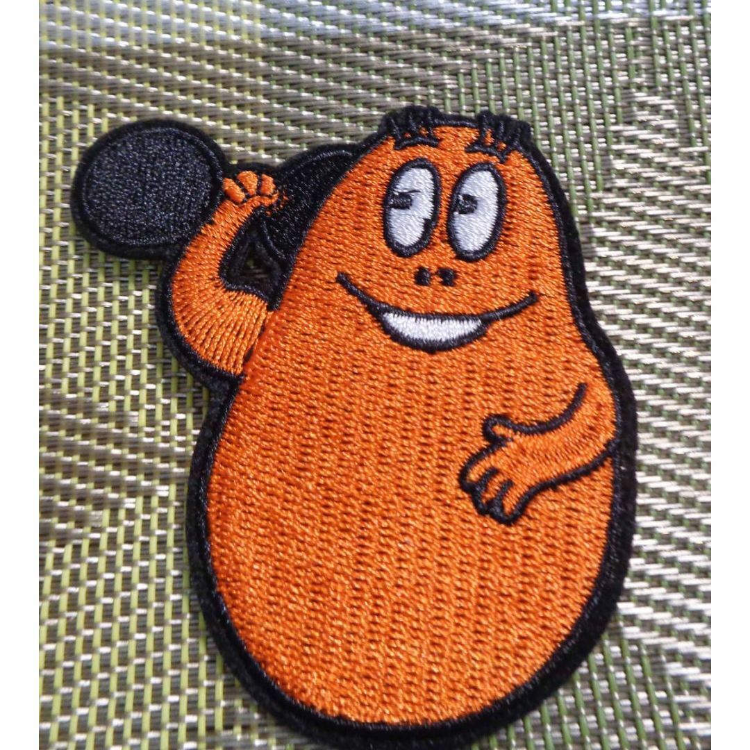 《橙筋トレ父さん》■新品『バーバパパ』BARBAPAPA　ダンベル　刺繍ワッペン ハンドメイドの素材/材料(各種パーツ)の商品写真