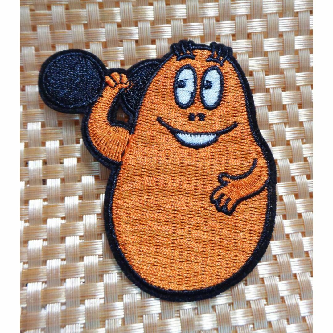 《橙筋トレ父さん》■新品『バーバパパ』BARBAPAPA　ダンベル　刺繍ワッペン ハンドメイドの素材/材料(各種パーツ)の商品写真