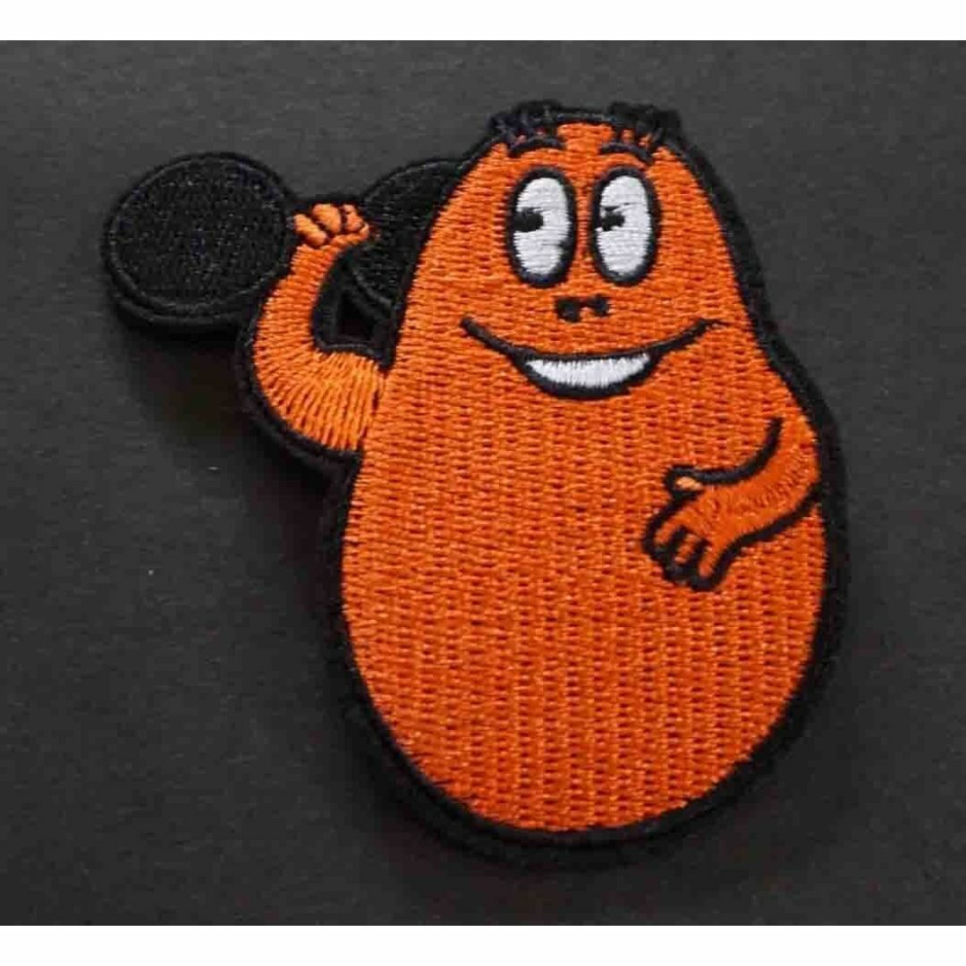 《橙筋トレ父さん》■新品『バーバパパ』BARBAPAPA　ダンベル　刺繍ワッペン ハンドメイドの素材/材料(各種パーツ)の商品写真