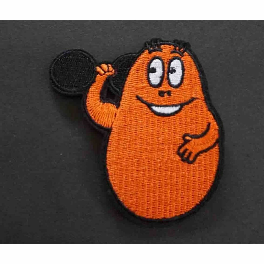 《橙筋トレ父さん》■新品『バーバパパ』BARBAPAPA　ダンベル　刺繍ワッペン ハンドメイドの素材/材料(各種パーツ)の商品写真