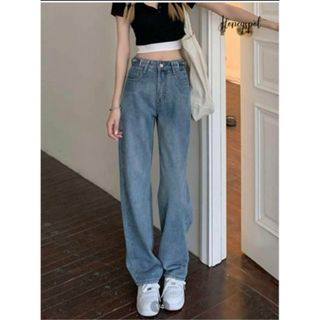 シーイン(SHEIN)のSHEIN ハイウエストストレートデニムパンツ ワイドレッグ(デニム/ジーンズ)