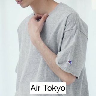 チャンピオン(Champion)のMグレー　ベーシック オーバーサイズ 半袖 クルーネック Tシャツ ワッペン(Tシャツ/カットソー(半袖/袖なし))