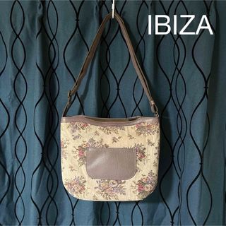 イビザ(IBIZA)のIBIZA ゴブラン織 花柄 本革 ショルダーバッグ スモーキーパープル(ショルダーバッグ)