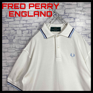 フレッドペリー(FRED PERRY)のFRED PERRY イングランド製　ワンポイント刺繍ロゴ　半袖ポロシャツ　白(ポロシャツ)