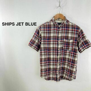 シップスジェットブルー(SHIPS JET BLUE)のシップスジェットブルー チェック 半袖シャツ レッド ホワイト メンズ(Tシャツ/カットソー(半袖/袖なし))