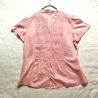 LAURA ASHLEY - ローラアシュレイ　ピンタックブラウス　シャツ　トップス　半袖　ピンク　L