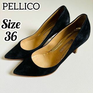 ペリーコ(PELLICO)のPELLICO ペリーコ ハイヒール ポインテッドトゥ スウェード ブラック(ハイヒール/パンプス)