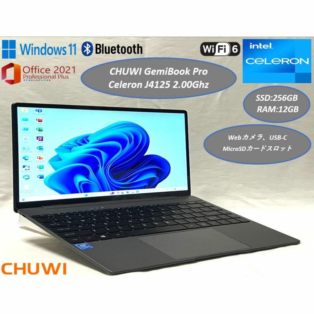 CHUWI(ツーウェイ)の超美品 ノートパソコン 薄型 2K GemiBook Pro USB-C 14型 スマホ/家電/カメラのPC/タブレット(ノートPC)の商品写真