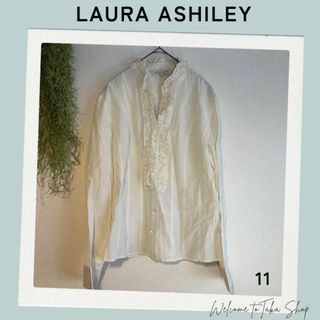 美品》ローラアシュレイ　フリルブラウス11　シルク絹綿　LAURAASHILEY