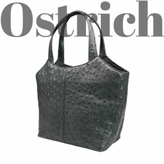 OSTRICH - 【美品】オーストリッチ ハンドバッグ クイルマーク 黒 ブラック