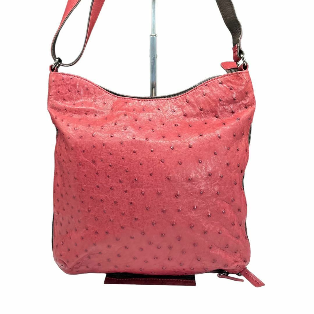 OSTRICH(オーストリッチ)の【美品】オーストリッチ ショルダーバッグ ピンク クイルマーク レディースのバッグ(ショルダーバッグ)の商品写真