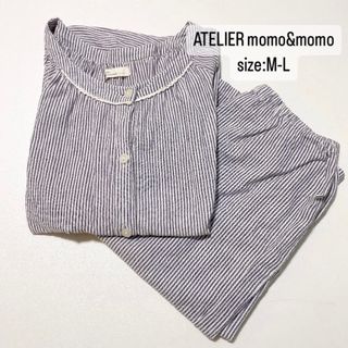 アトリエ　モモアンドモモ　半袖　ストライプ　パジャマ　ルームウェア　M-L(パジャマ)