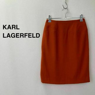 カールラガーフェルド(Karl Lagerfeld)のKARL LAGERFELD バックスリット　ウール　タイト　スカート オレンジ(その他)