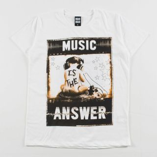 新品 クルーネック DJベビー Tシャツ mao-0037/S～XL　ホワイト(Tシャツ/カットソー(半袖/袖なし))