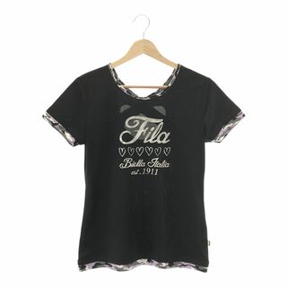 フィラ(FILA)の美品 送料無料 FILA トップス Tシャツ プリント ブラック M(Tシャツ(半袖/袖なし))