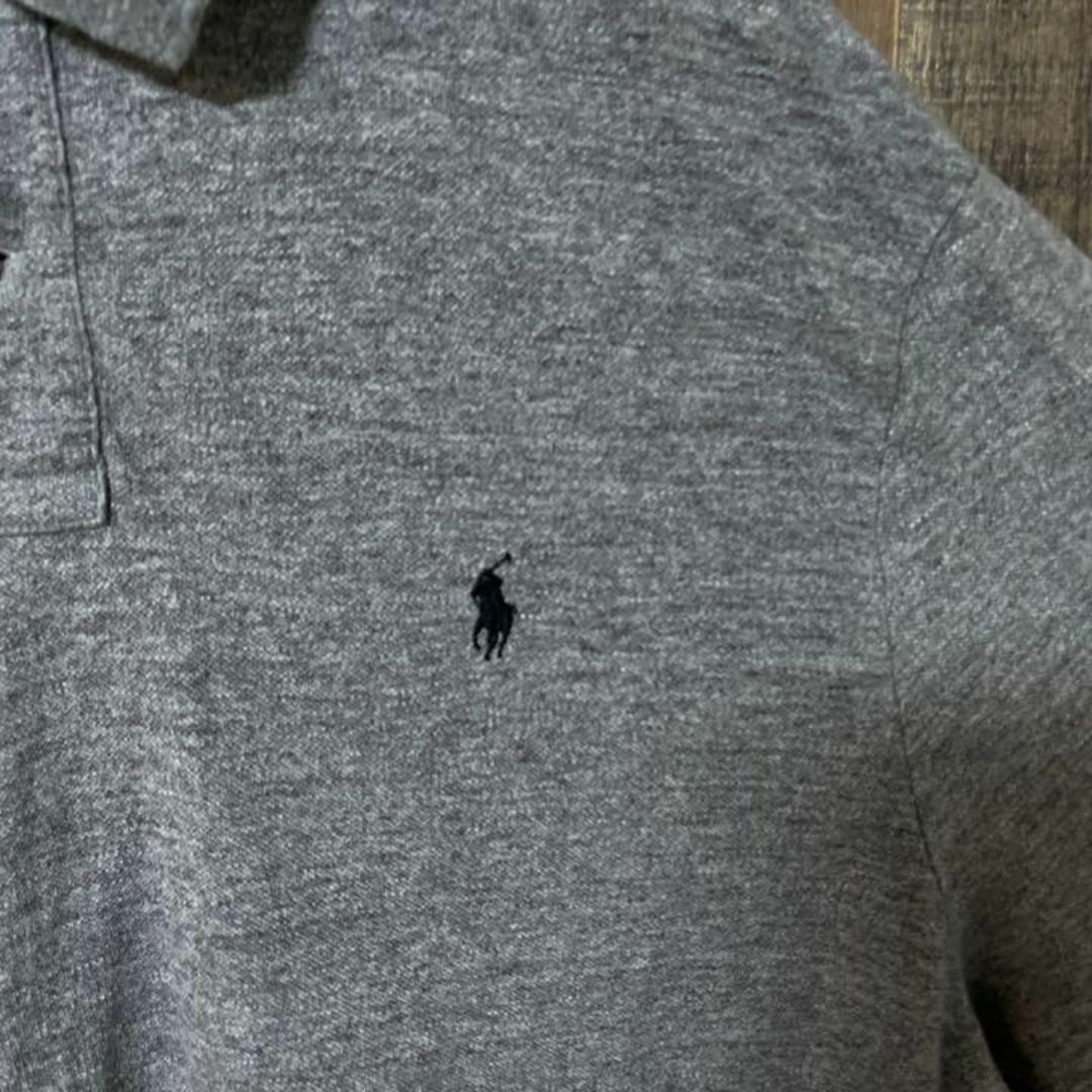 ラルフローレン メンズ ロゴ グレー 2XL 古着 90s 半袖 ポロシャツ メンズのトップス(ポロシャツ)の商品写真