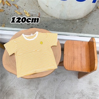 韓国子供服♡子供用イエローストライプTシャツ半袖(Tシャツ/カットソー)