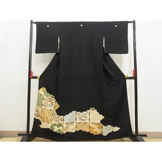 平和屋野田店■豪華黒留袖　駒刺繍　雲隠れ格天井吉祥文　金彩　逸品　BAAD2603jr(着物)