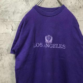 Hanes - LOS ANGELES 刺繍 USA輸入 高級 デカロゴ Tシャツ