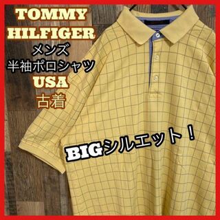 トミーヒルフィガー(TOMMY HILFIGER)のトミーヒルフィガー イエロー ポロシャツ ゴルフ ロゴ USA古着 黄色 半袖(ポロシャツ)