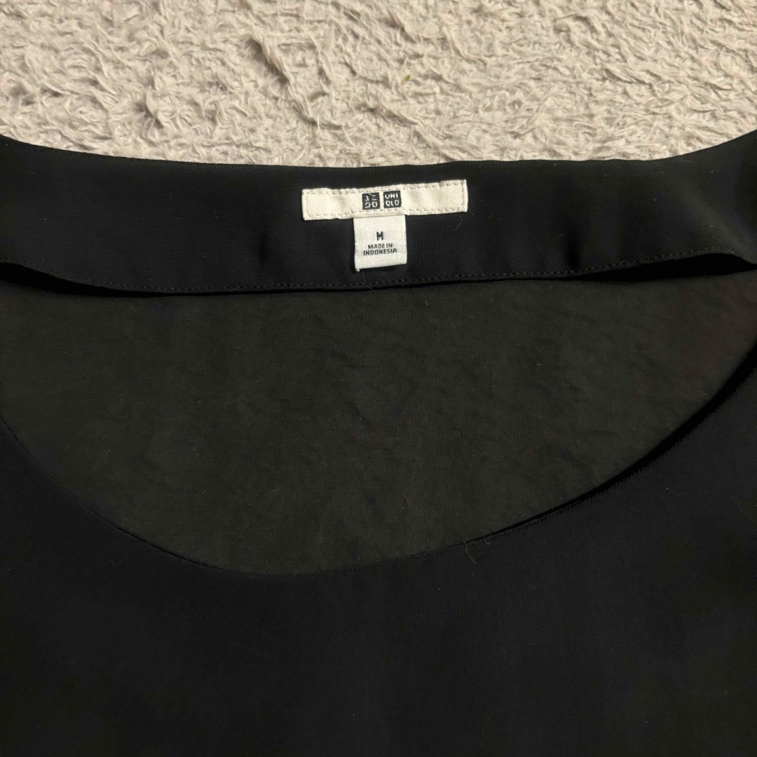 UNIQLO(ユニクロ)のUNIQLO ユニクロ  半袖 トップス Tシャツ カットソー シースルー 黒  レディースのトップス(シャツ/ブラウス(半袖/袖なし))の商品写真