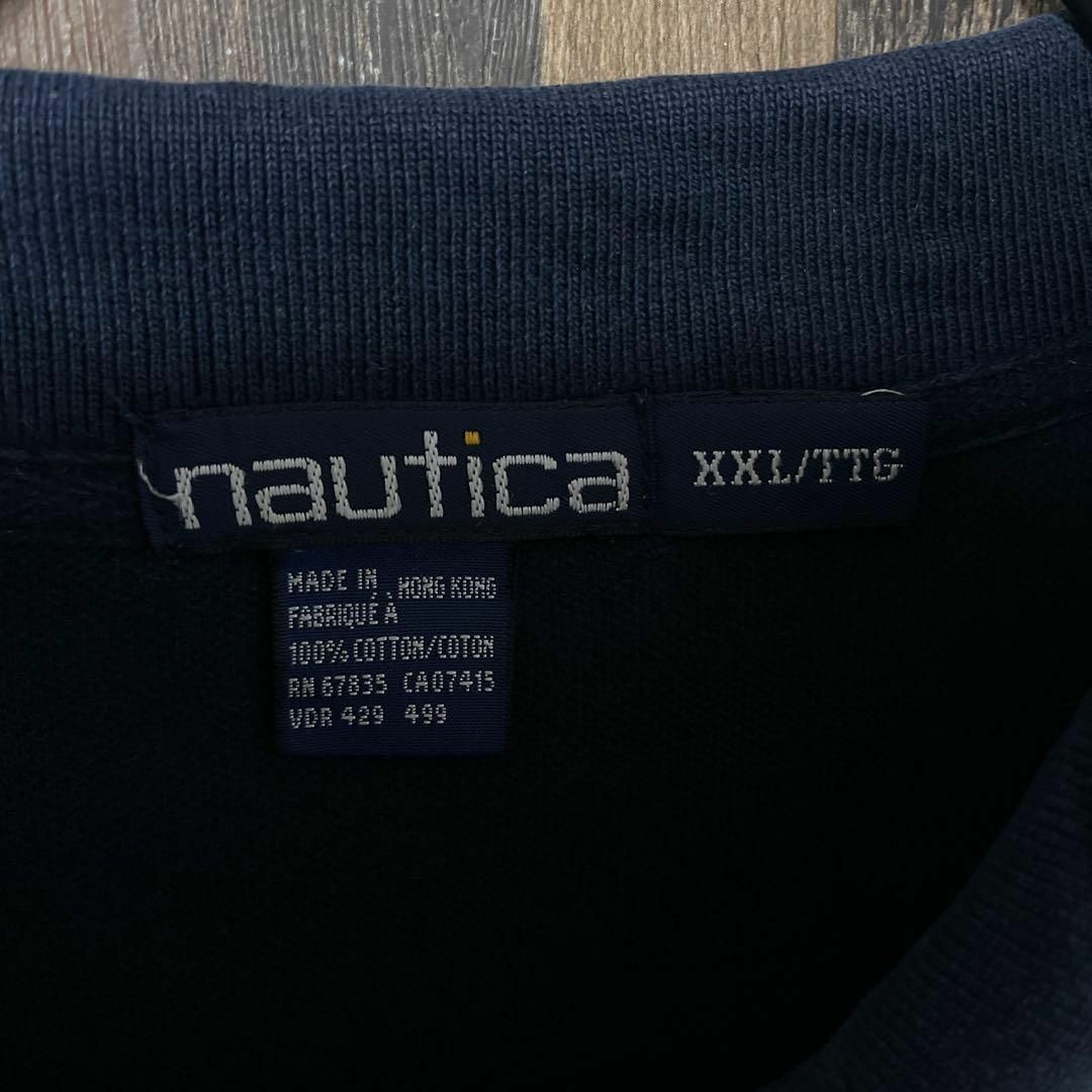 NAUTICA(ノーティカ)のノーティカ メンズ ボーダー ネイビー 2XL 古着 90s 半袖 ポロシャツ メンズのトップス(ポロシャツ)の商品写真