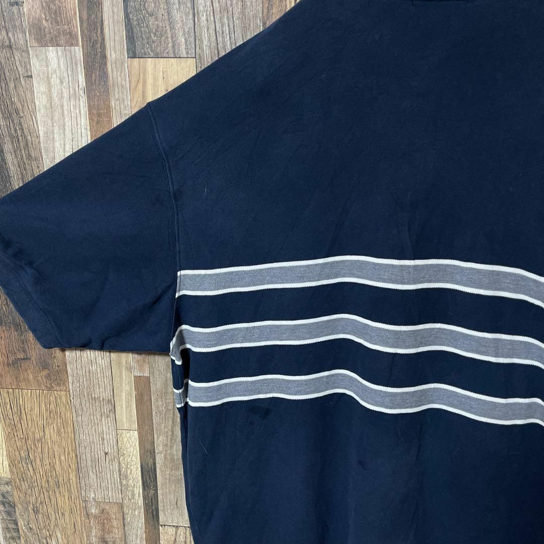 NAUTICA(ノーティカ)のノーティカ メンズ ボーダー ネイビー 2XL 古着 90s 半袖 ポロシャツ メンズのトップス(ポロシャツ)の商品写真