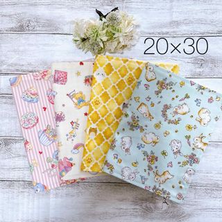 ランチョンマット　20×30  女の子　アニマル　うさぎ　ナチュラル　4枚(外出用品)