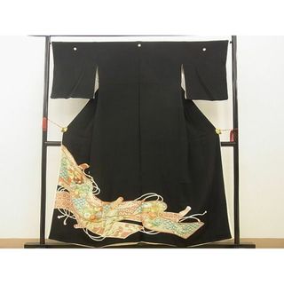 平和屋野田店■豪華黒留袖　刺繍　吉祥花鳥絵巻　金彩　逸品　BAAC4423xi(着物)