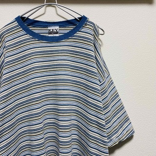 ヴィンテージ(VINTAGE)の90年代ビンテージ　USA製　KEY ELEMENTS ボーダーボロTシャツ(Tシャツ/カットソー(半袖/袖なし))