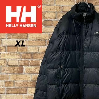 HELLY HANSEN - ベリーハンセン　ダウンジャケット　刺繍ロゴ　ビッグシルエット　黒　ブラック　XL