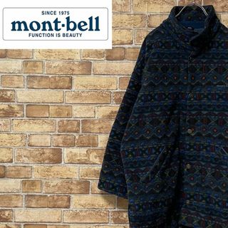 モンベル(mont bell)のモンベル　フリースジャケット　刺繍ロゴ　総柄　アウトドア　ビッグシルエット　M(その他)