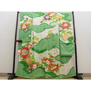 平和屋野田店■豪華振袖　絞り　駒刺繍　雲隠れ牡丹文　金彩　逸品　BAAC8341yt