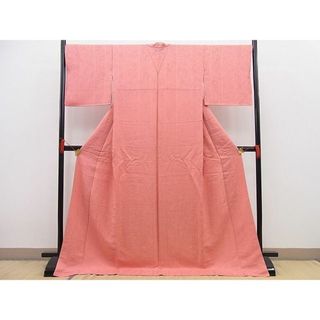 平和屋野田店■上質な色無地　辻が花地紋　甚三紅色　ロング丈　逸品　BAAC8762pk(着物)