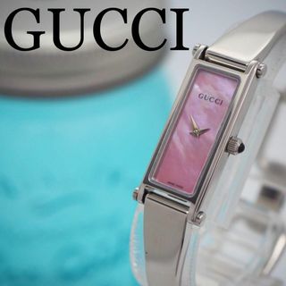 グッチ(Gucci)の354 【美品】 GUCCI グッチ レディース腕時計 ピンク シェル バングル(腕時計)