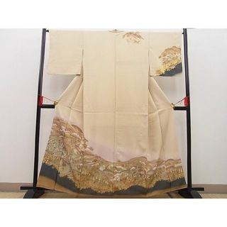 平和屋野田店■訪問着　流水遠山風景文　暈し染め　金彩　逸品　BAAD0937yc(着物)