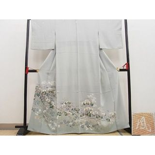 平和屋野田店■豪華色留袖　友禅　作家物　若松葉色　逸品　BAAD0924yc(着物)