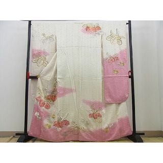 平和屋野田店■豪華振袖　総刺繍　桐菊唐草文　暈し染め　金銀糸　逸品　BAAC7008cw(振袖)