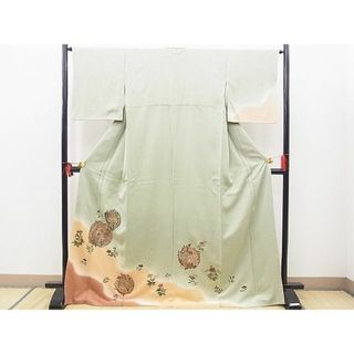 平和屋野田店■訪問着　向かい花喰鳥文　暈し染め　金彩　逸品　BAAC5311hv(着物)