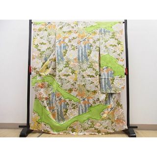 平和屋野田店■豪華振袖　手描き　絞り　駒刺繍　松皮菱牡丹花文　金彩　逸品　BAAC8852pk(振袖)