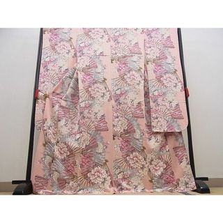 平和屋野田店■豪華振袖　手描き　扇面乱菊牡丹文　金彩　逸品　BAAC9159ts(振袖)