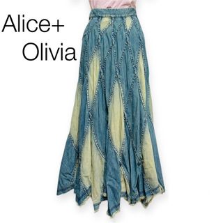 Alice+Olivia - ほぼ未使用！アリスオリビア　デニム　ボリューム満点　スカート　ロングスカート