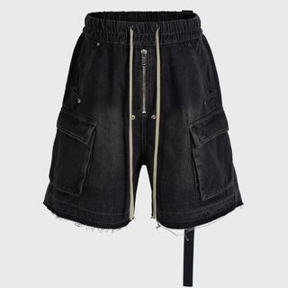 リックオウエンス(Rick Owens)のメンズ　ストラップ付き　デニムカーゴ　ハーフパンツ(デニム/ジーンズ)