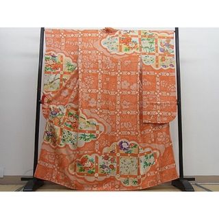 平和屋野田店■豪華振袖　絞り　駒刺繍　菊牡丹花文　金彩　逸品　BAAD0505mz(振袖)