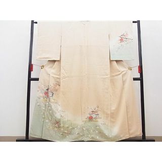 平和屋野田店■訪問着　エ霞扇面花文箱　ぼかし染め　金彩　逸品　BAAD2170gt(着物)