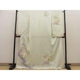 平和屋野田店■小振袖　単衣　刺繍　御所車花文　暈し染め　逸品　BAAD1019fw(振袖)