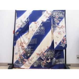 平和屋野田店■豪華振袖　駒刺繍　花蝶文　暈し染め　金銀彩　西武扱い　逸品　BAAD0215gh(振袖)